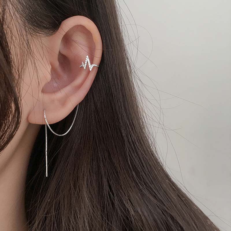 Waveform Cuff Earring with Chain Dagiba Jewelry