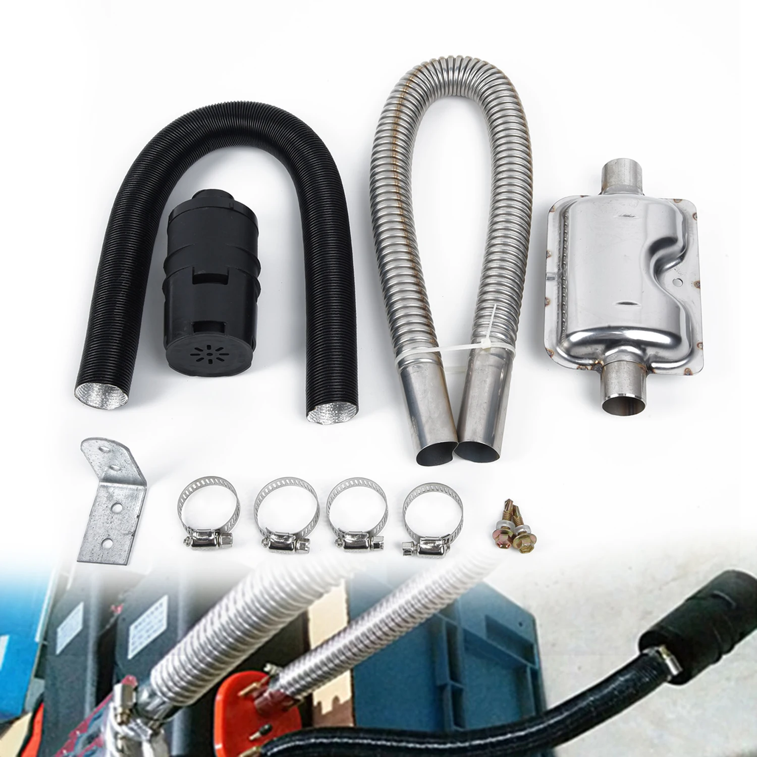 Car Exhaust Pipes Set 25mm Filter Air Diesel Heater Silver Stainless Steel Clamps Auto Replacement Parts Accessories Car Exhaust Pipes Set 25mm Filter Air Diesel Heater Silver Stainless Steel Clamps Auto Replacement Parts Accessories