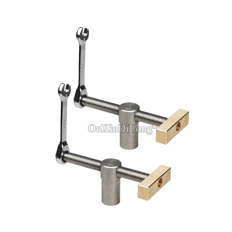 2PCS Workbench Clamp Desktop Clip Fast Fixed Clip Clamp Brass Fixture Vise For 19/20MM Hole Carpenter Benches Joinery Tool GF779