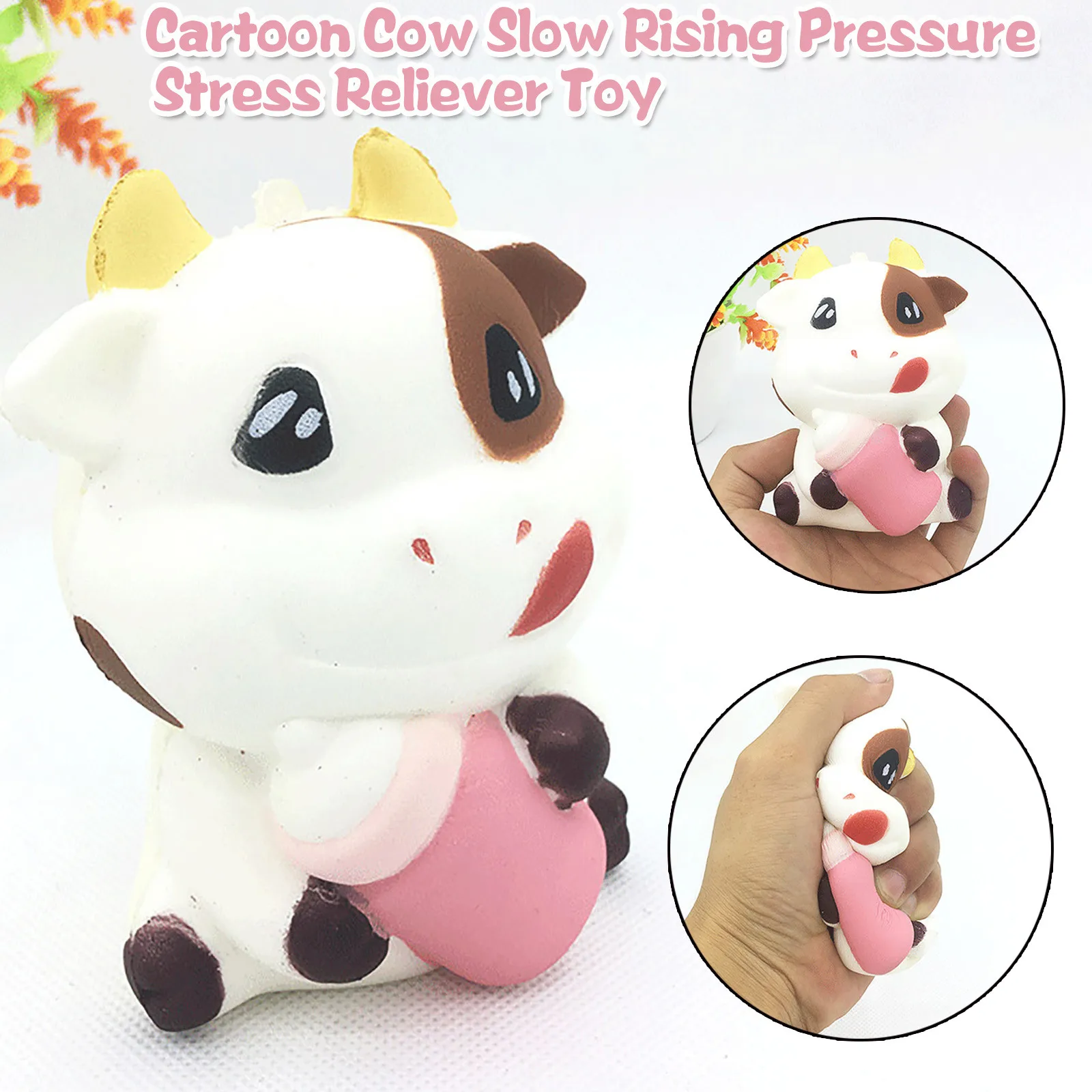 

Squeeze Toys 2021 NEW Fashion Adorable Cartoon Cow Charm игѬђка Slow Rising Pressure Stress Reliever Hobbies Toys Freeship