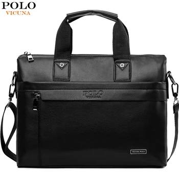 VICUNA POLO Top Sell Fashion Simple Dot Famous Brand Business Men Briefcase Bag Leather Laptop Bag