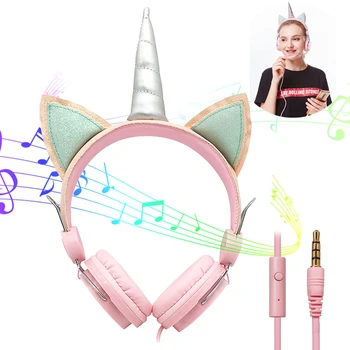 

Cute Cartoon Unicorn Headphones Kids Girl Wired Headphones Computer Phone Gamer Music Earbuds Earphones For Samsung iPhone Gifts