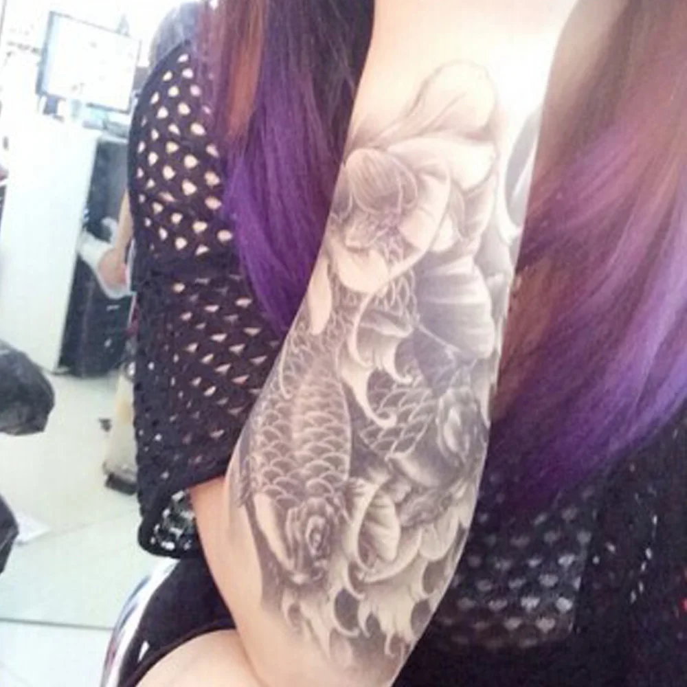

Temporary Carp Tattoo Stickers Body Arm Leg Art Tattoo Stickers Men and Women Waterproof Tattoo Blue Arm Tattoo Stickers