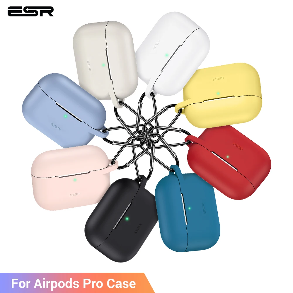 Силиконовый чехол ESR Bounce для Airpods Pro, мягкий тонкий кожаный чехол, амортизирующий защитный чехол с брелком для AirPods Pro