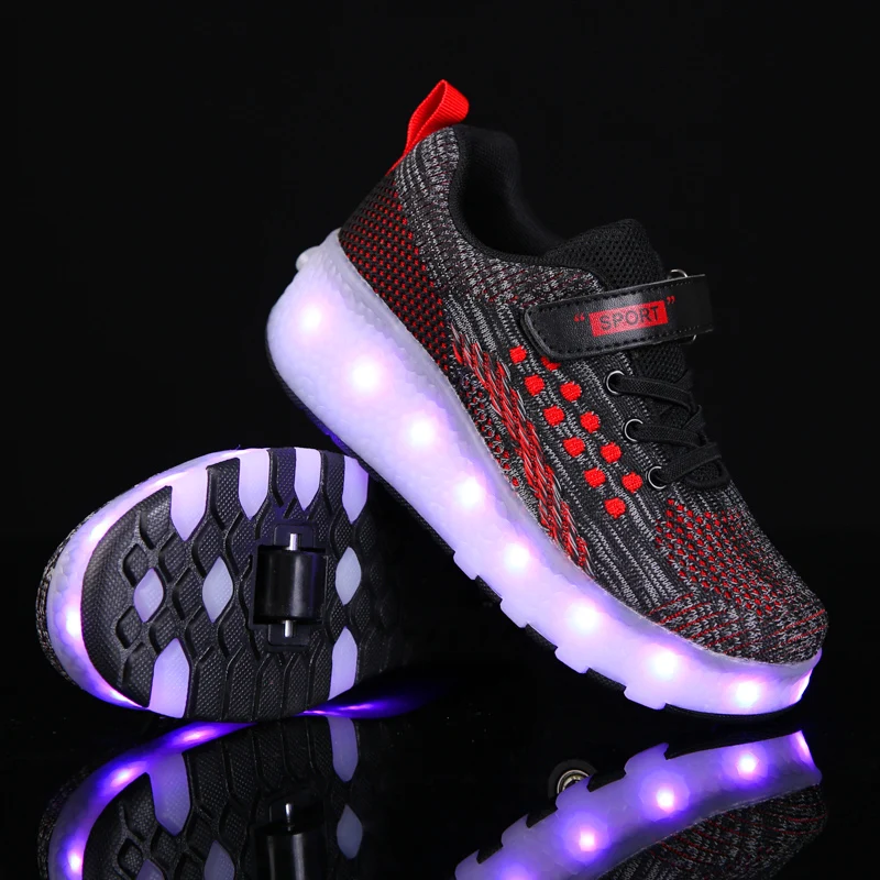 Heelies USB зарядка светодиодный Красочные Дети Мода кроссовки с два колеса роликовые коньки обувь для мальчиков и девочек