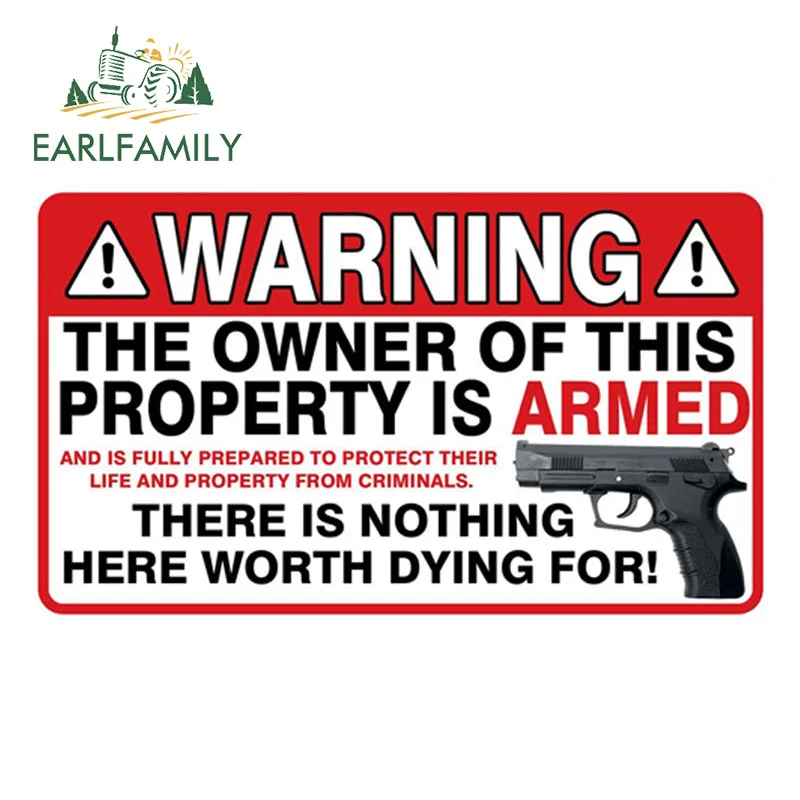 OWNER OF THIS PROPERTY IS ARMED * STICKER WARNING CAUTION DECAL NEW