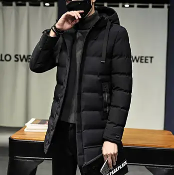 

Men's Cotton Coat Jacket Winter Men Thicken Warm Hooded Cotton Tops Fashion Slim Mid-length Down Cotton Jacket Men's Clothing