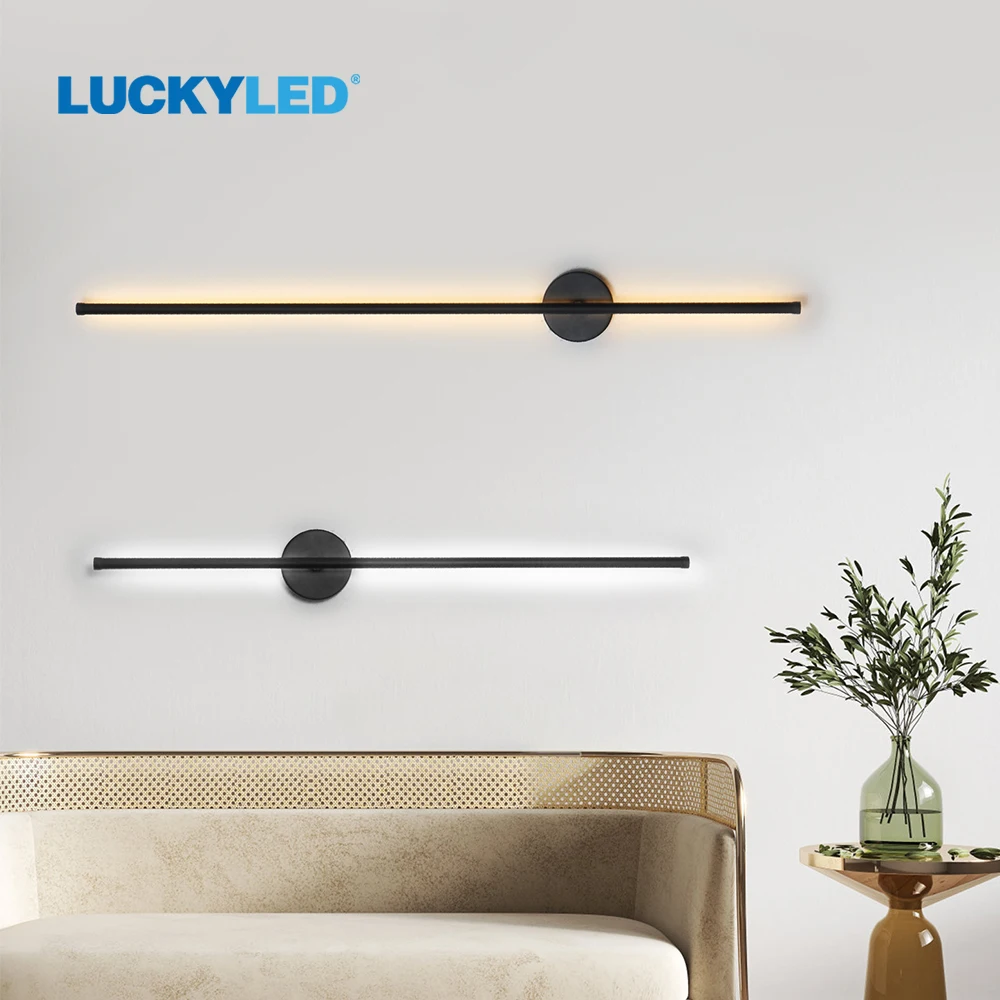 LUCKYLED Simple Led Wall Light Indoor Black White 360&deg; Rotatable Wall Lamp for Living Room Bedroom Bedside Light Sconce