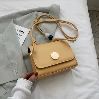 

Summer Square Sling Bag 2020 New Bag Female Fashion Beads Knotted Strap Shoulder Messenger Bag