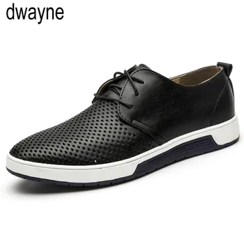 

Men Casual Shoes Leather Summer Breathable Holes Luxury Brand Flat Shoes for Men Drop Shipping dfv67
