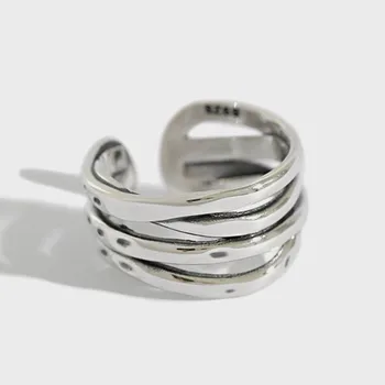 

Flyleaf Multi-layer Winding Line Ins Open Ring High Quality 100% 925 Sterling Silver Rings For Women Fashion Simple Fine Jewelry