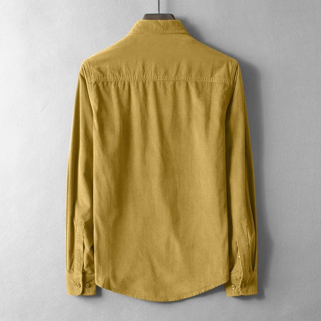 KANCOOLD, мужские повседневные рубашки, новая мода, мешковатые, смесь хлопка, с карманами, мужские рубашки, одноцветные, с длинным рукавом, Ретро стиль, Рубашки, Топы, блузки, Dec18