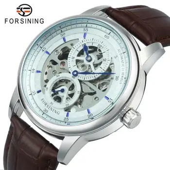 

FORSINING Casual Automatic Watch Men Brown Leather Strap Fashion Classic Skeleton Mechanical Wristwatch Business Chic Male Clock