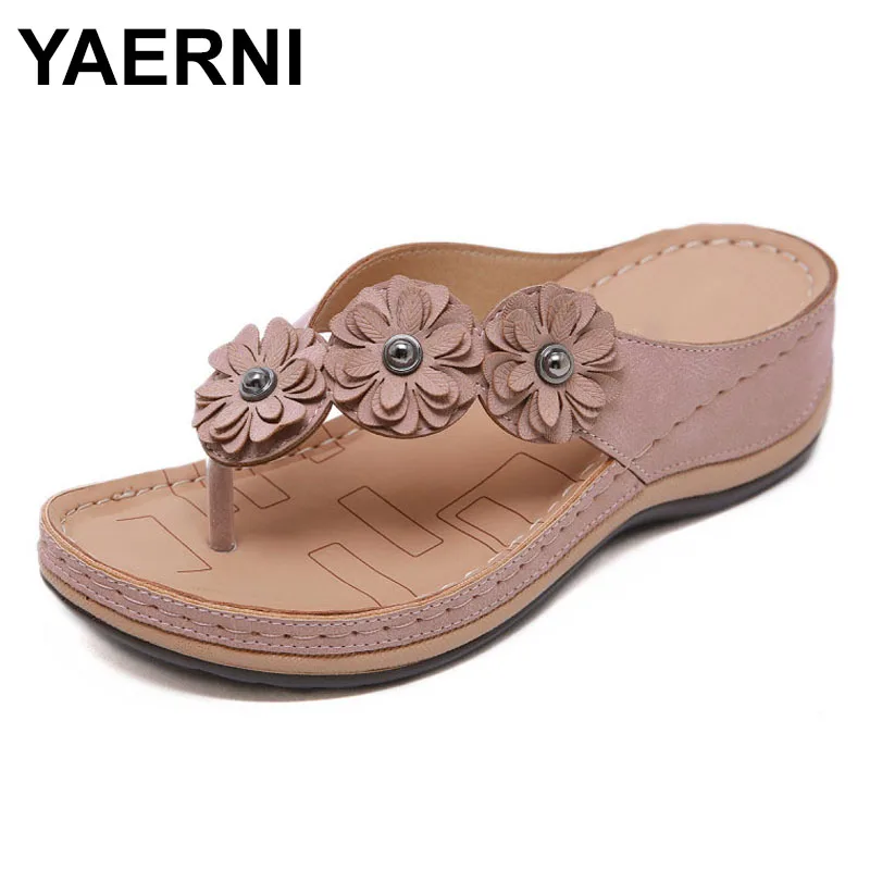 YAERNINuevo 2020 Цветочные Летние zapatillas de mujer hilo antideslizante moda gran tamagio cujas cómodas zap | Обувь