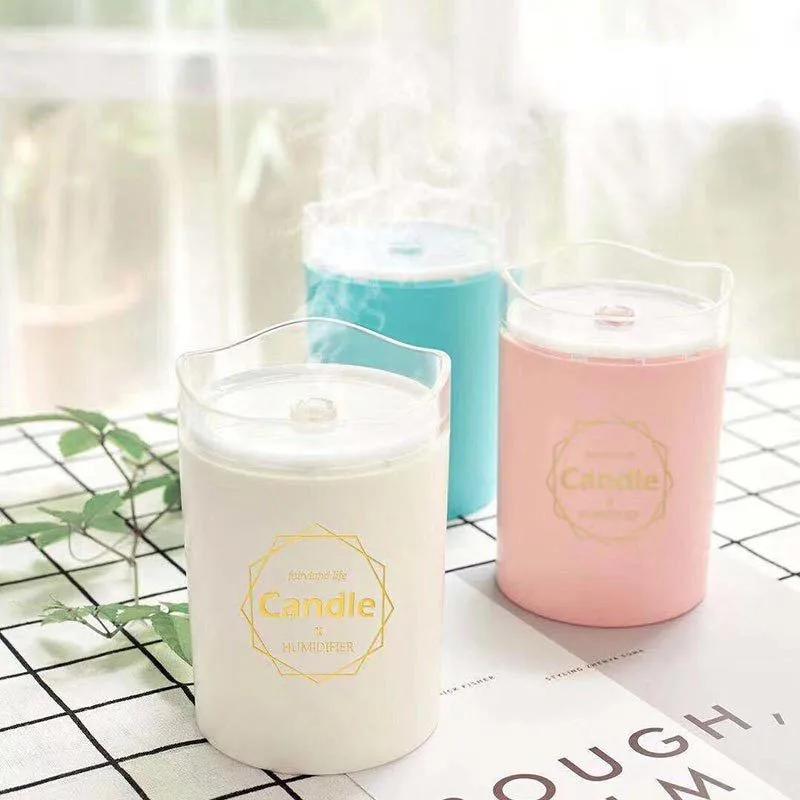 

Ultrasonic Air Humidifier Candle Romantic Soft Light USB Essential Oil Diffuser Car Purifier Aroma Anion Mist Maker