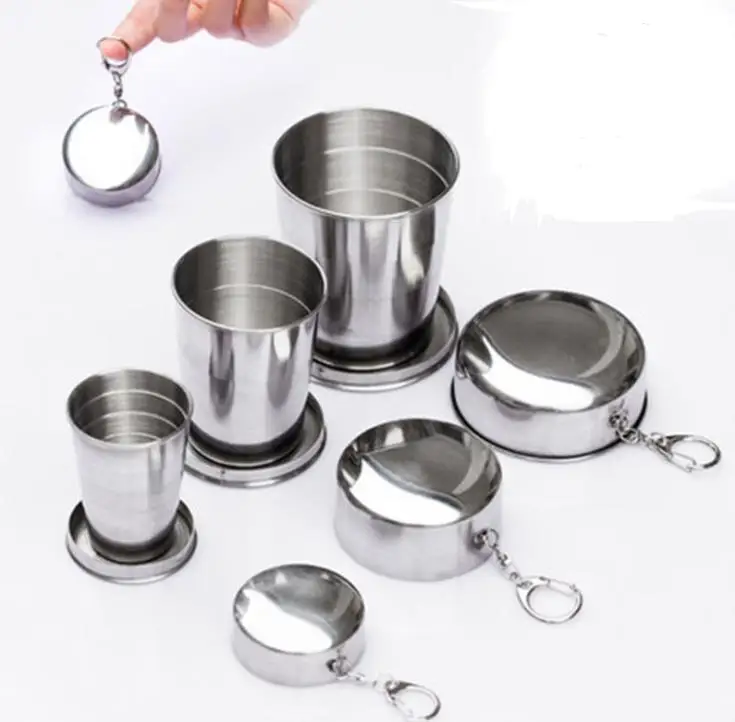 

50 шт., портативная чашка для напитков, из нержавеющей стали, 75 мл, 150 мл, 250 мл, SN4098