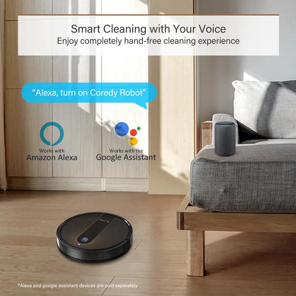 US $255.99 Coredy R750 Robot Vacuum Cleaner Smart Dry Wet Mopping Floor Carpet Auto Charge Home With Google Wifi Docking Station Best Life