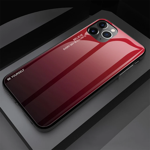 Градиентный чехол для телефона из закаленного стекла для Apple iPhone 11 Pro Max X XS XR 8 7 Plus 6 6S силиконовый мягкий край бампер 1000 шт - Цвет: 06