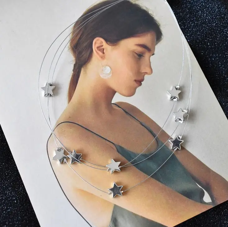Timlee N016 новая индивидуальность Простой Прозрачный Fshline звезды сплав кулон многоэтажные ожерелья Модные аксессуары