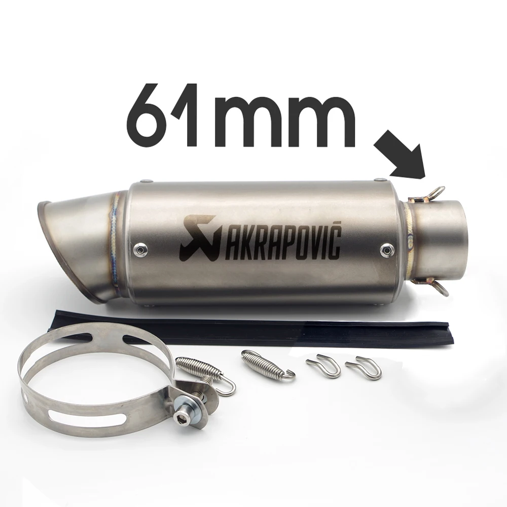 Мотоцикл Akrapovic выхлоп 51 мм мото Глушитель Трубы побега с дБ убийца для honda cb750 sh 300 cb600f dax transalp 650 для KTM - Color: A Laser mark 61mm