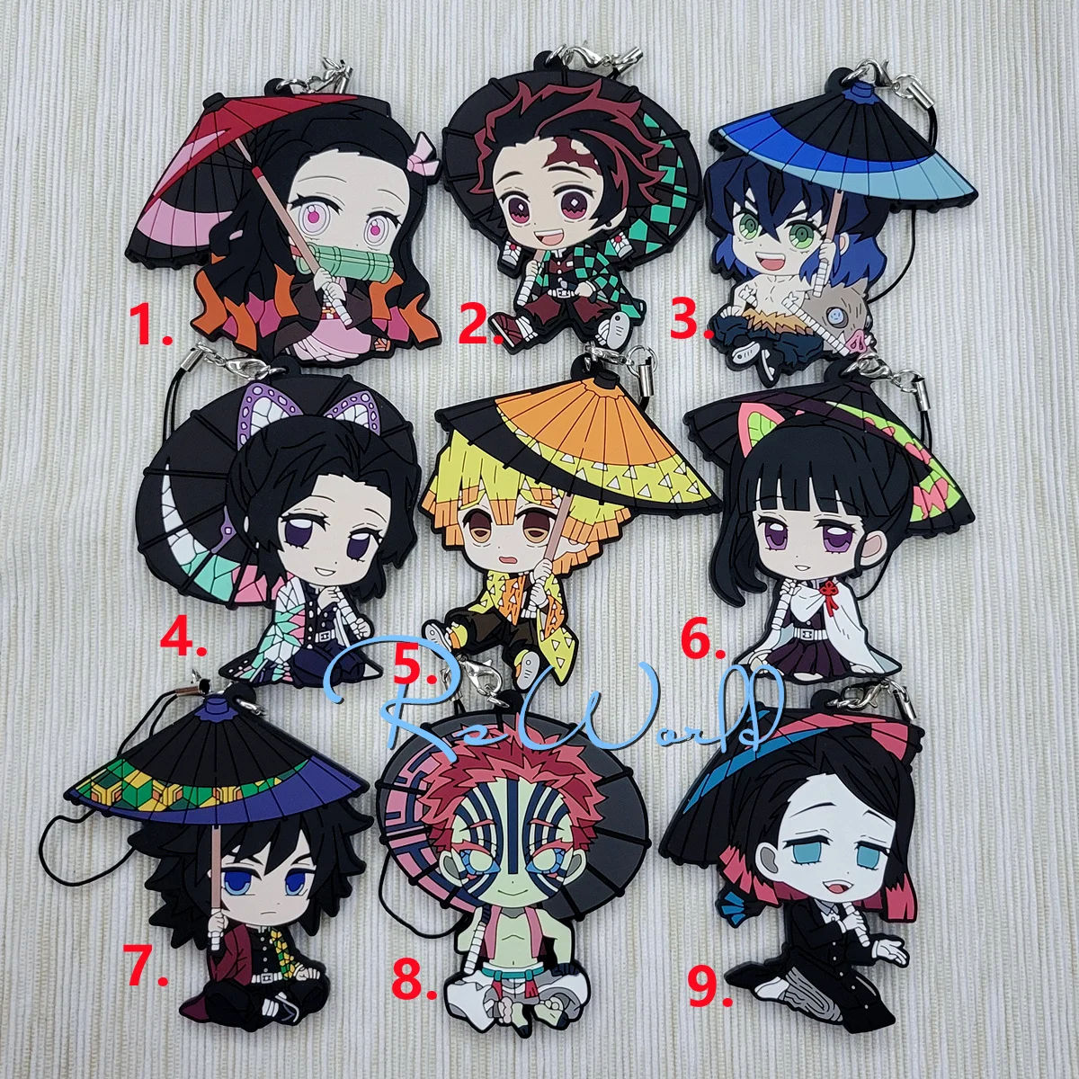 Резиновый брелок для ключей аниме Kamado Tanjirou Nezuko Agatsuma Zenitsu Akaza Enmu Kochou Shinobu