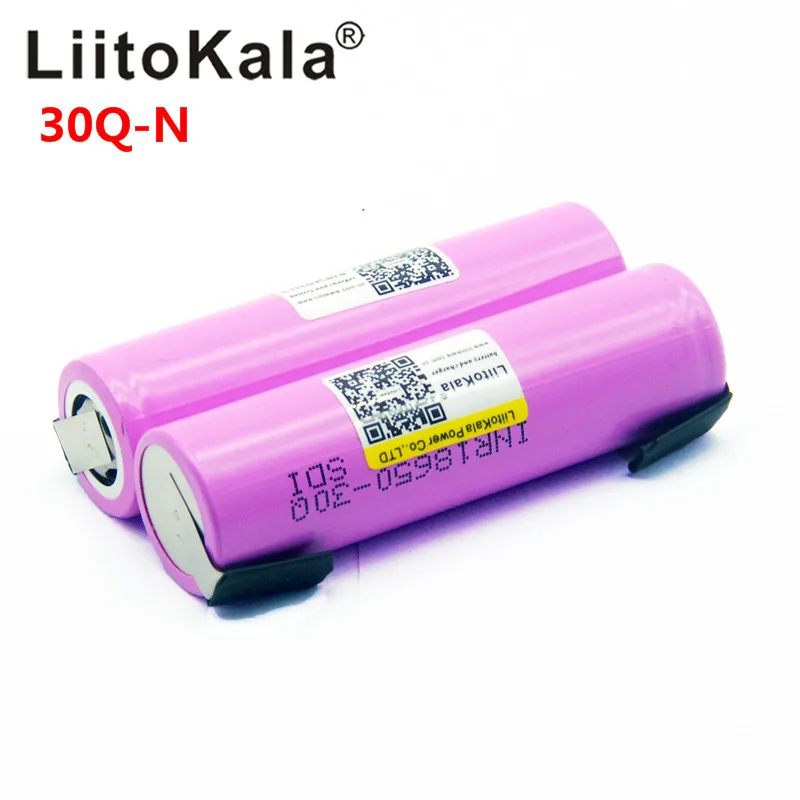Liitokala 30Q 18650 3000mah перезаряжаемый аккумулятор для электронных сигарет с высокой мощностью разряда, 30A большой ток+ DIY nicke