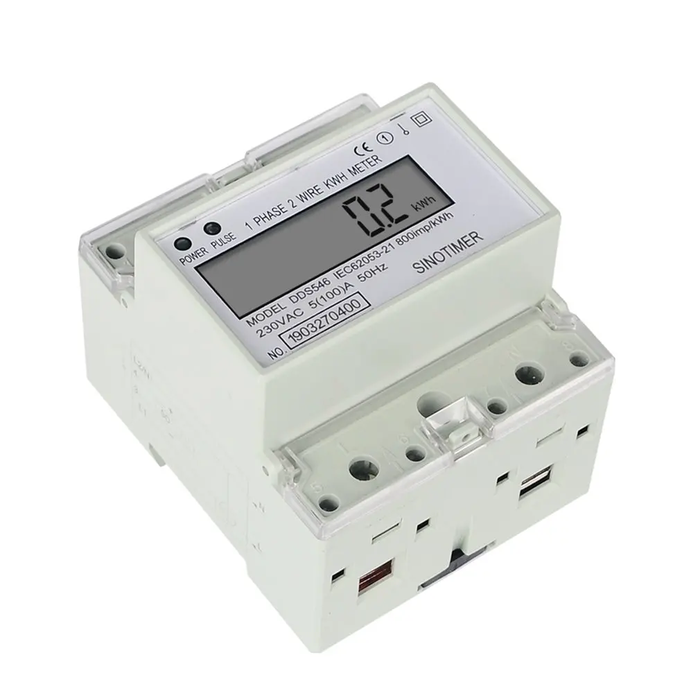 SINOTIMER семейный однофазный 4P 2 провода din-рейка цифровой ваттметр Электрический счетчик энергии энергопотребление монитор