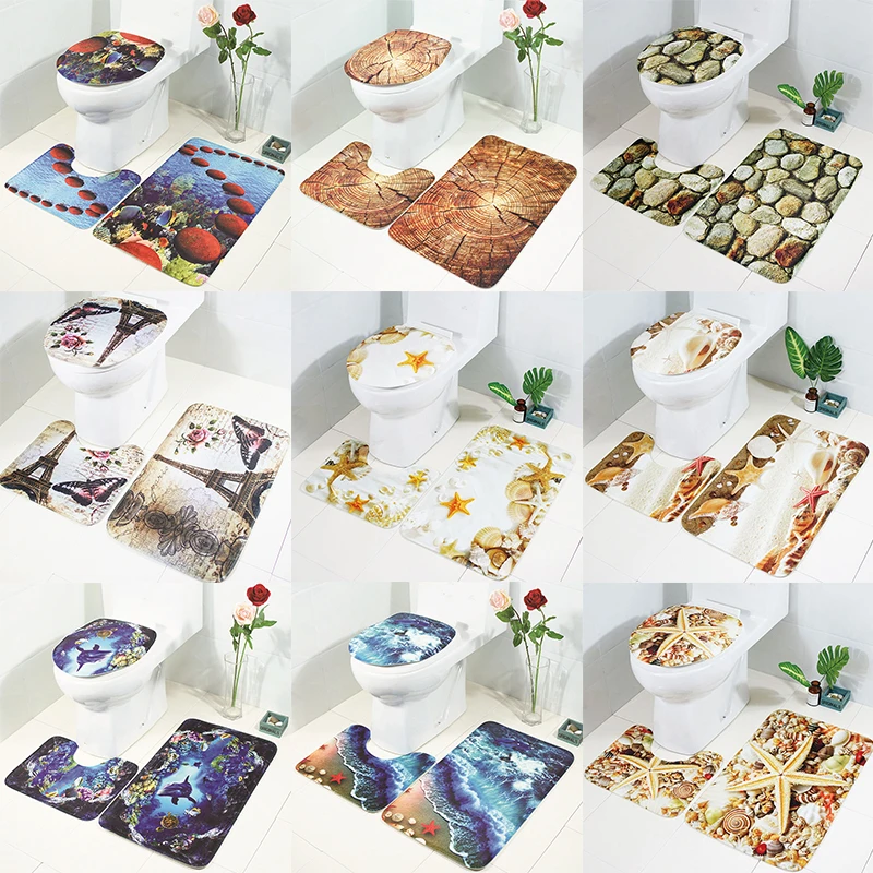 3 шт./компл. Бытовой милый океан Стиль “морской Дельфин” Ванная комната ковролин коврик для туалета