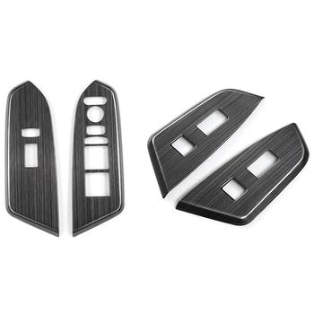 

Car Door Window Lift Switch Armrest Panel Drawing Black Stainless Steel Trim 4Pcs for Honda CRV 5TH LHD 2017-2019