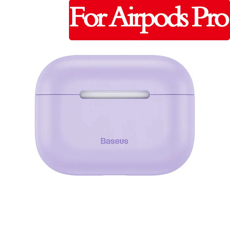 Чехол для наушников Baseus для AirPods, Цветной силиконовый чехол для AirPods Pro, чехол для беспроводных наушников с Bluetooth для Airpods 2/1 - Цвет: Purple Pro