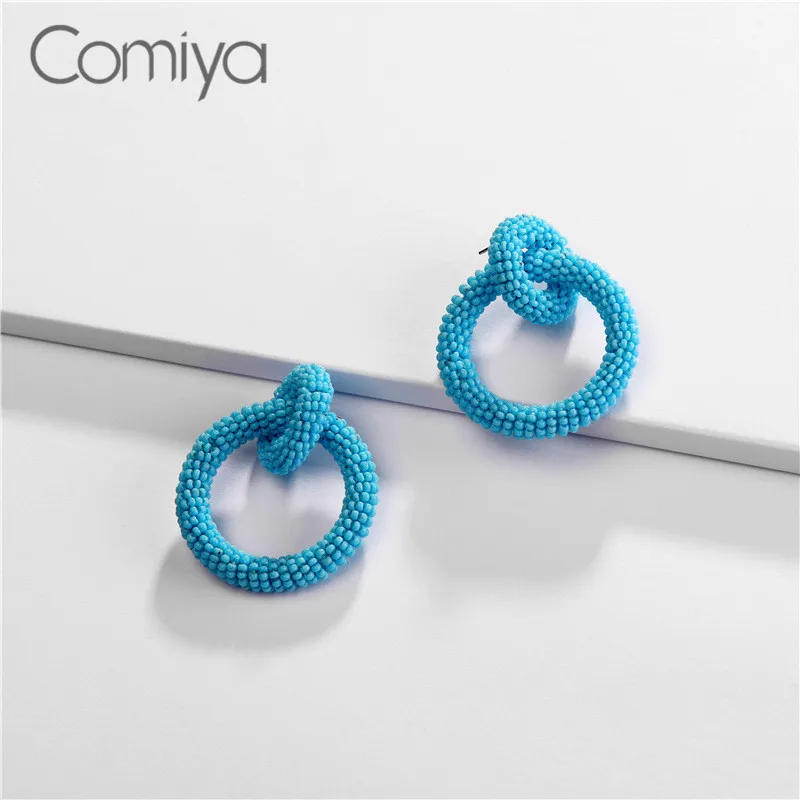 Comiya Висячие серьги для женщин, золотой цвет, цинковый сплав, акриловые бусины, аксессуары, висячие серьги, индийские ювелирные изделия, круги, Brincos
