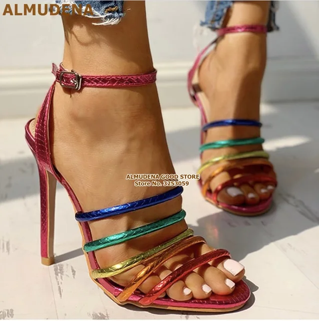 strappy snakeskin sandals
