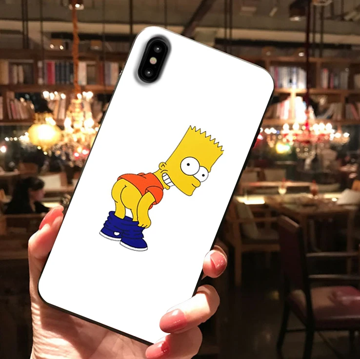 Homer J. Simpson Черный силиконовый чехол для телефона iPhone X XR XS Max 11 11Pro Max 6s 7 8 Plus Барт Симпсон Забавный мультяшный чехол - Цвет: 13350