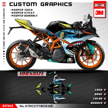 

KUNGFU GRAPHICS Racing Sticker Kit Wrap for KTM RC 125 200 250 390 RC125 RC200 RC390 2014 2015 2016 2017 2018 2019 2020, Shark