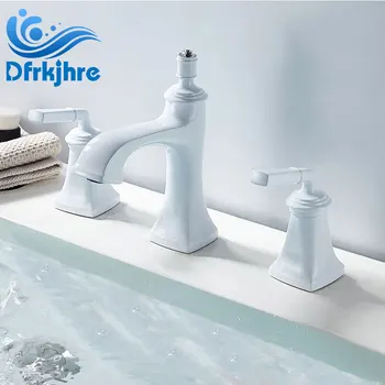 

Basin Faucet Brass Bathroom Oil Bronze Chrome Dual Handle Widespread Bathroom Sink Mixer Tap Deck Mounted Bathtub Mixers Crane