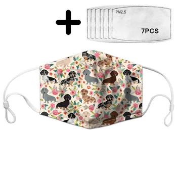 

Mouth Mask With 7pcs PM2.5 Activated Carbon Filter Insert Protective Filter Flowers Animal Print Mouth Face Mask Mascarilla