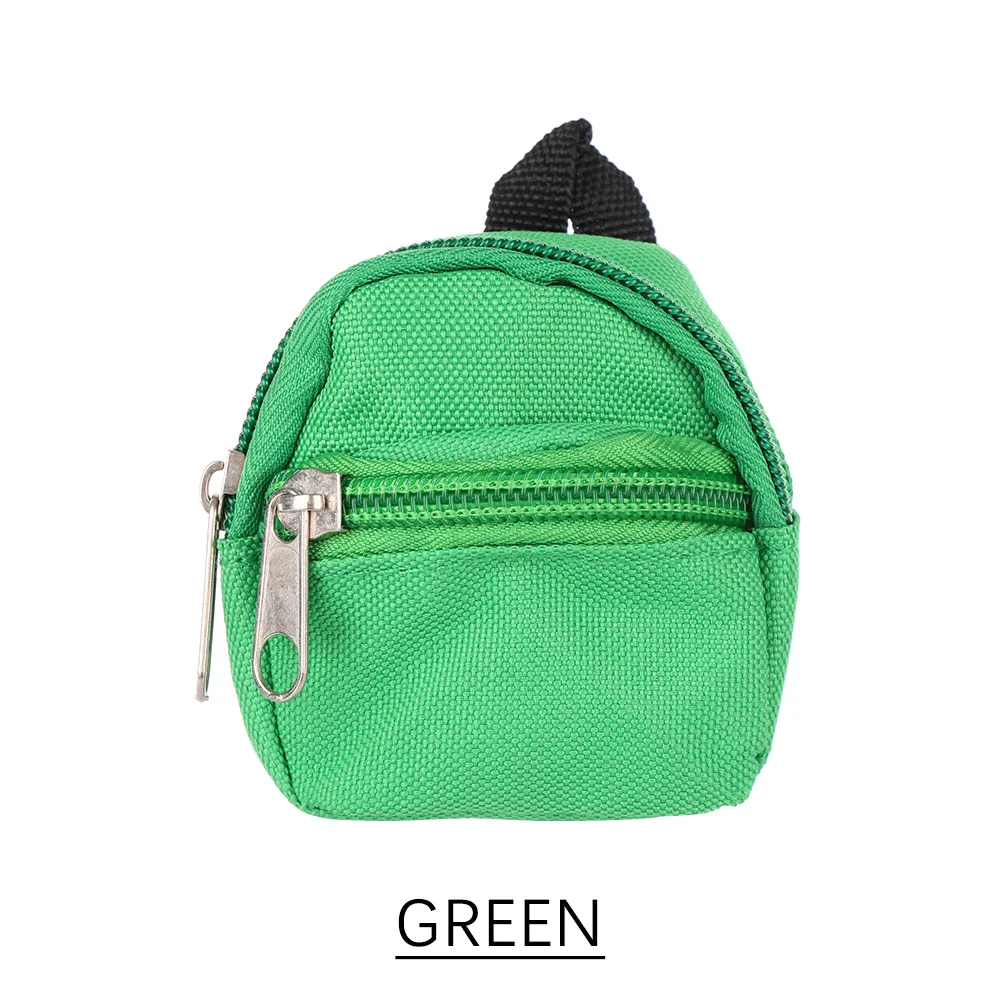 1 шт. мини-рюкзак для кукол, маленькая тканевая сумка с двойной молнией, кукольный кошелек, детские подарки, аксессуары для кукол - Цвет: green