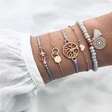 ZORCVENS богемная кисточка браслет набор женский подарок золотой цвет браслет ювелирные изделия земля Сердце Дерево бусины в форме сердца браслеты с подвесками