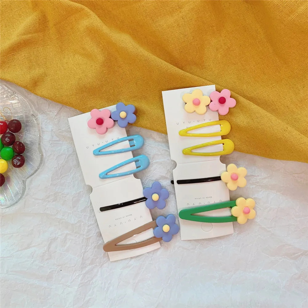 2/5/10 Pcs/Set Cute Cartoon Hair Clips avocado green flower hairpin hair ring set girl Barrettes Headband Kids Hair Accessories