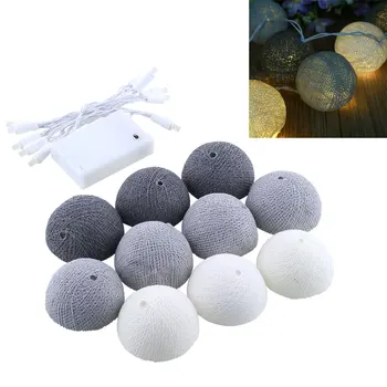 

LED String Light Aladin 1.8M Cotton Party Ball for Cotton Ball Lights Handmade Decor Balcony Christmas Blue + Gray + White Lamp