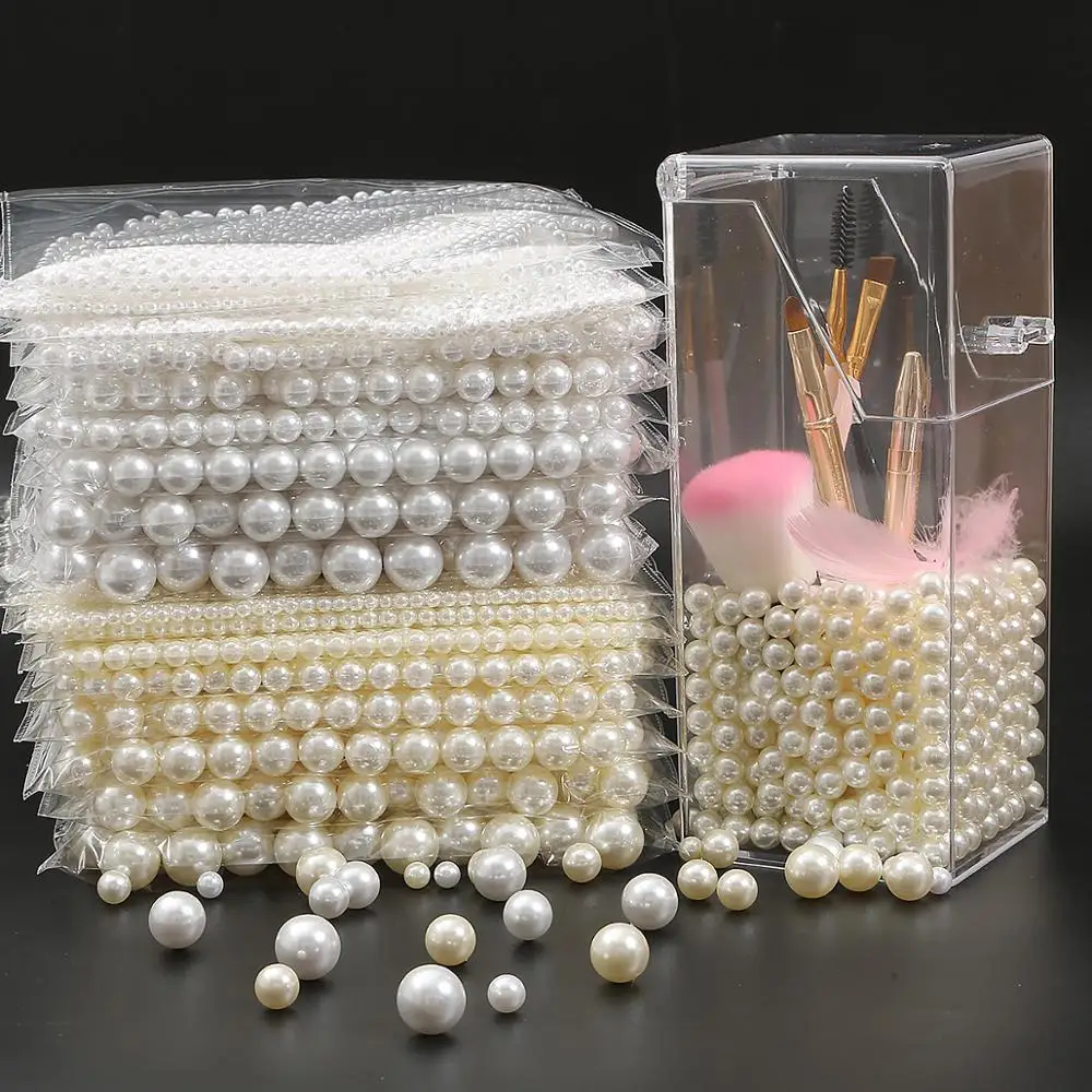 3-20mm White No Hole Round Pearl Loose Acrylic Charms Beads Craft Jewelry Making