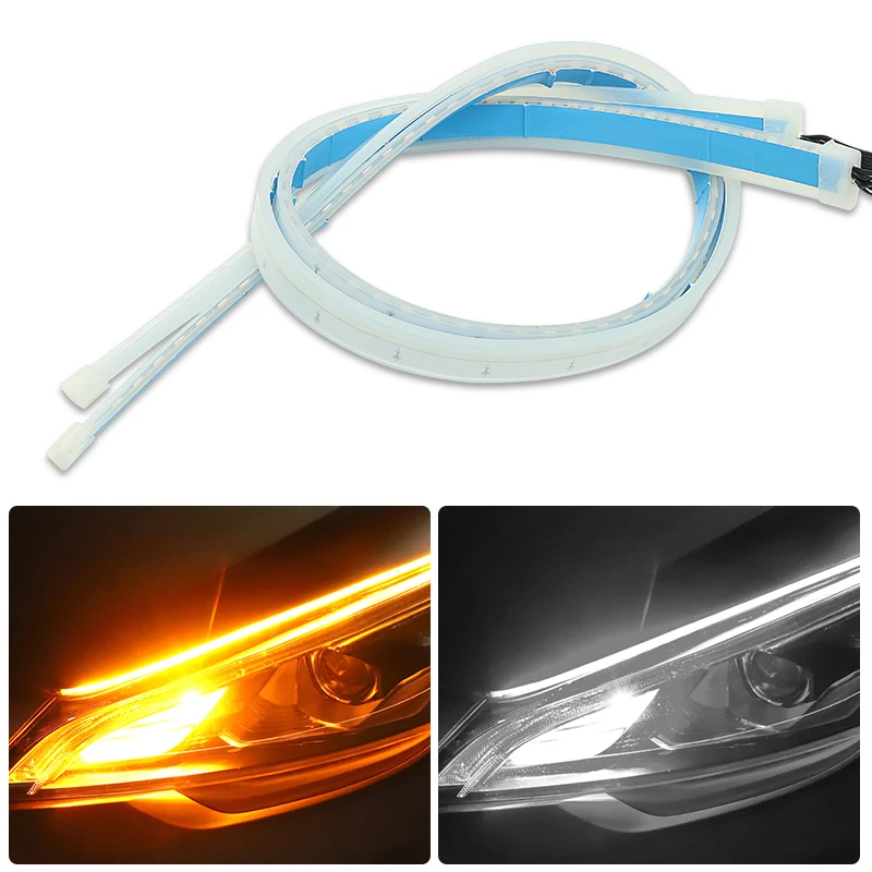 

For Skoda Fabia 2 3 Rapid Octavia For Volvo Xc90 S60 S40 S80 V40 V50 Car Flexible DRL Flowing Amber Day Light Turn Signal Light