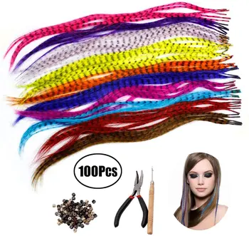 

Lvcky Synthetic Hair Extension Kits with 52 Synthetic Assorted Colors Stick Tip Hair Extensions, 100 Beads, Pliers and Hook