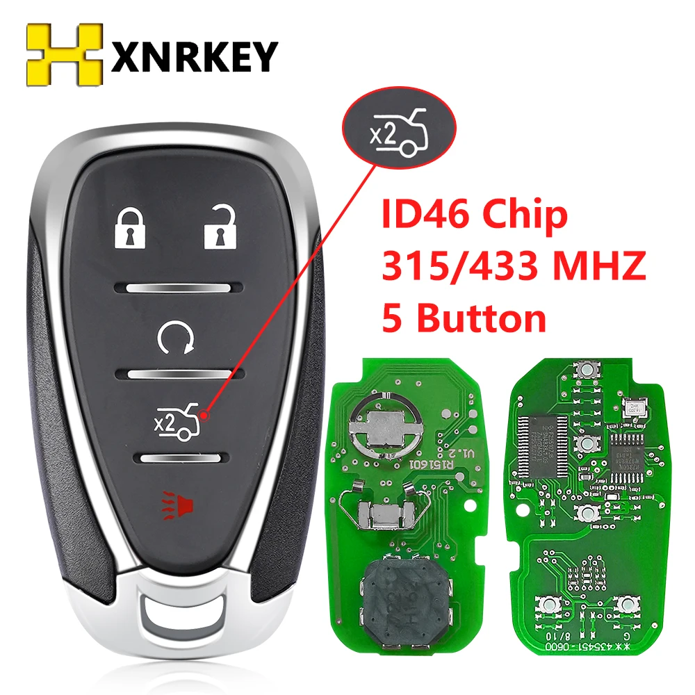 

XNRKEY 5 Button Car Remote Keyless Entry ID46 Chip 315/433MHZ For Chevrolet Cruze Spark Camaro Equinox Malibu 2017 2018