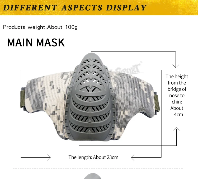Страйкбол тактическая полумаска дышащая пейнтбольная маска охотничий как в CS игровая защита Нижняя маска
