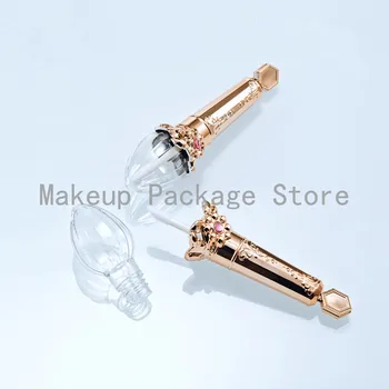 

10pcs/lot 10ml Empty Transparent Lip Gloss Tubes Plastic Lip Balm Tube Lipstick Mini Sample Cosmetic Container With Gold Cap