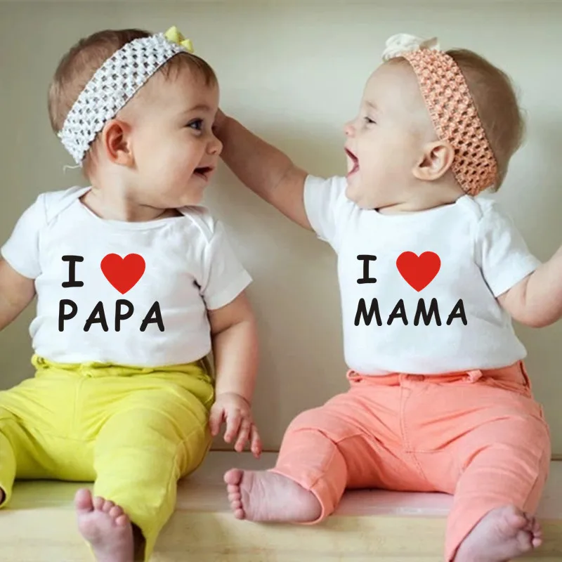 Tute Toddler Girl Summer Baby Clothes New Born Baby Pagliaccetto Cotton Love Papa Mama Newborn Costume Boy Abbigliamento Per Neonati