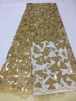 

2019 New Design Velvet With Sequins African French Velvet Lace Fabric High Quality Gold Nigerian Velvet Lace Fabric For Garment