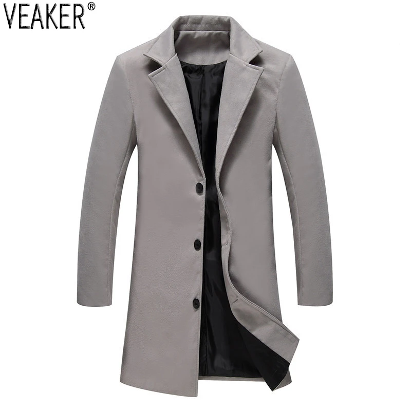 

2021 New Men's Wool Coat Long Overcoat Male Solid Color Coat Jacket Autumn Winter Casual Outerwear Tops M-5XL