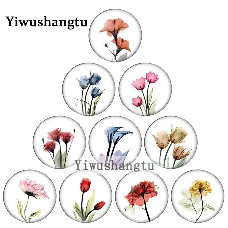 

Colourful transparent lotus In bud beauty flowers 12mm/20mm/25mm/30mm Round photo glass cabochon demo flat back Making findings